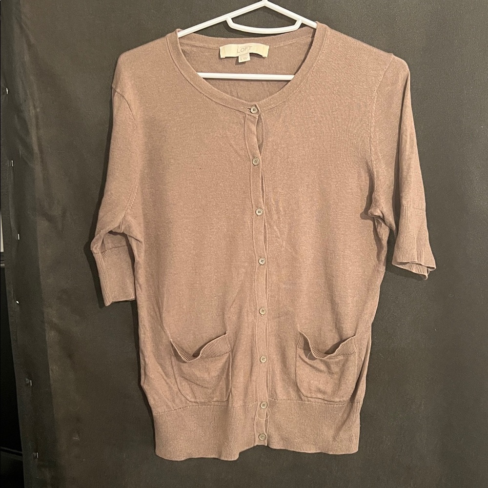 LOFT Dusty Pink Button-Up Cardigan